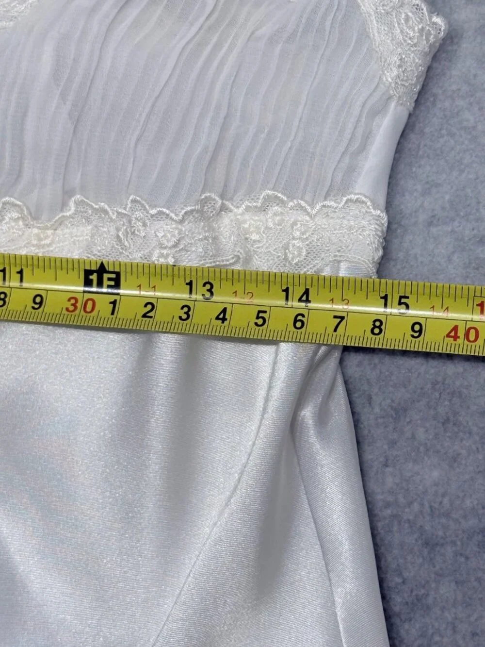Vertifineux women’s White Satin Nightgown Slip Dress Vintage Romantic Lingerie S